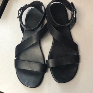 Black leather straps sandals